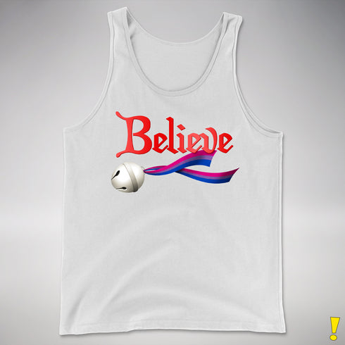 Believe Bisexual Pride Jingle Bell Premium Tank Top - White